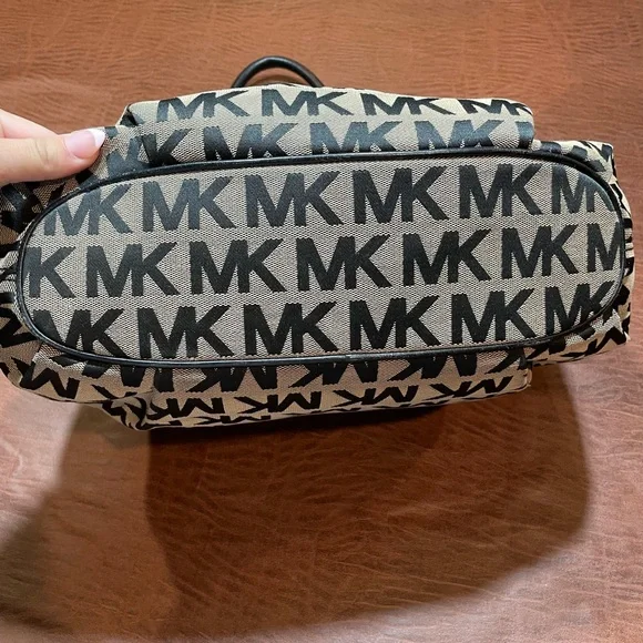 Michael Kors Monogram Black and Tan Tote - Picture 3 of 5